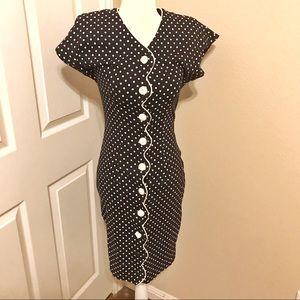 Vintage Polka Dot Black Dress S Mara Jrs CA